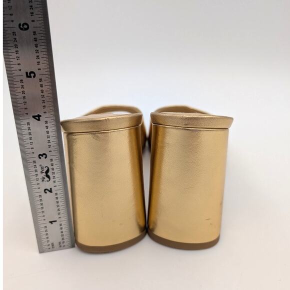 Badgley Mischka Cadence Women's Heeled Slide Sandal Leather Gold Size US9 EU40 - Picture 4 of 11